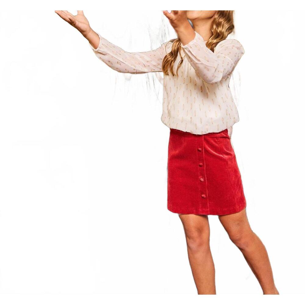 NEW PLEAT girls reese skirt in red cord